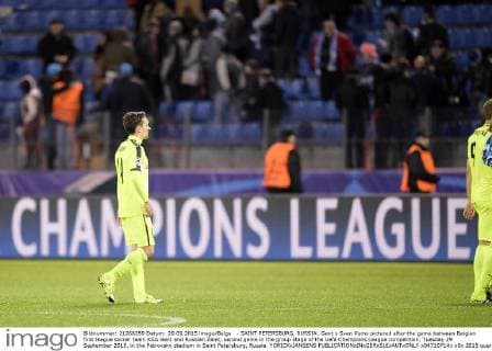 - SAINT PETERSBURG, RUSSIA: Gent s Sven Kums pictured after the game between Belgian first league soccer team KAA Gent and Russian Zenit, second game in the group stage of the Uefa Champions League competition, Tuesday 29 September 2015, in the Petrovsky stadium in Saint Petersburg, Russia. YORICKxJANSENS  x04710714x