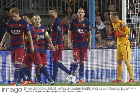 Champions League 2015 2016 match played between FC Barcelona and Bayer Leverkusen. In this picture, Marc-Andre ter Stegen after first goal. x 