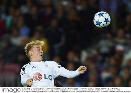Aktuell Fußball, Champions League, FC Barcelona - Bayer 04 Leverkusen 29.09.2015, Fussball, UEFA Champions League FC Barcelona Barca - Bayer 04 Leverkusen, v.l. Julian Brandt (Bayer 04 Leverkusen)