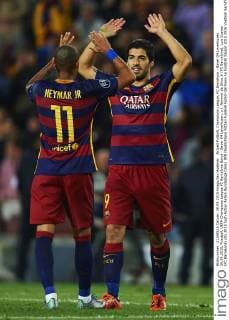 Aktuell Fußball, Champions League, FC Barcelona - Bayer 04 Leverkusen 29.09.2015, Fussball, UEFA Champions League FC Barcelona Barca - Bayer 04 Leverkusen, v.l. Neymar da Silva Jr (FC Barcelona), Luis Suarez (FC Barcelona)