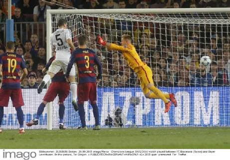 Champions League 2015 2016 match played between FC Barcelona (Barca) and Bayer Leverkusen. In this picture, Ter Stegen. x 
