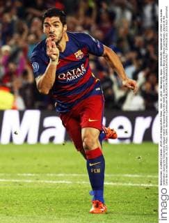 Sept. 29, 2015 - Barcelona, Spain - BARCELONA -september 29- SPAIN: Luis Suarez celebration during the Champions League match corresponding to the week 2, between FC Barcelona Barca and Bayer Leverkusen, played at the Camp Nou on september 29, 2015. Photo: UEFA: Barcelona v Leverkusen  - ZUMAn230