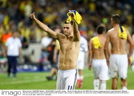 Júnior Moraes during the UEFA Chanmpions League group G match between Maccabi Tel-Aviv FC and Dynamo Kyiv at the Sammy Ofer Stadium Hifa- Israel on September 29, 2015 nir keidar 