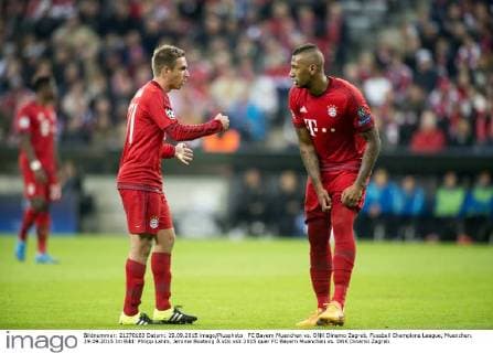 FC Bayern Muenchen vs. DNK Dinamo Zagreb, Fussball Champions League, Muenchen. 29.09.2015 Im Bild: Phlipp Lahm, Jerome Boateng Â