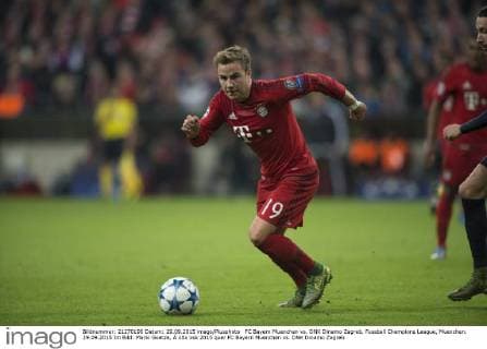 FC Bayern Muenchen vs. DNK Dinamo Zagreb, Fussball Champions League, Muenchen. 29.09.2015 Im Bild: Mario Goetze, Â