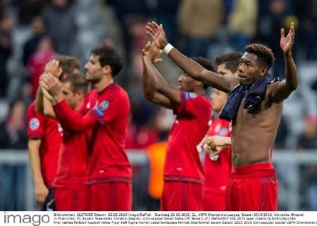 Dienstag 29.09.2015, CL, UEFA Champions League, Saison 2015 2016, Vorrunde Hinspiel in Muenchen, FC Bayern Muenchen -Dinamo Zagreb, schlussjubel David Alaba (FC Bayern 27) DeFodi507
