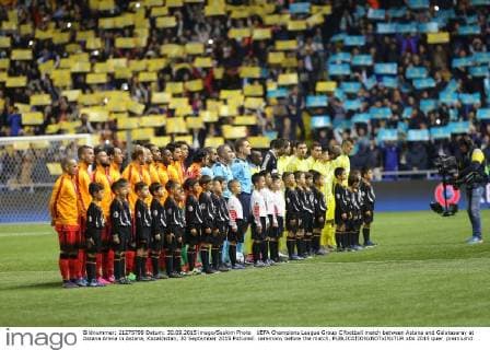 UEFA Champions League Group C football match between Astana and Galatasaray at Astana Arena in Astana, Kazakhstan, 30 September 2015 Pictured: ceremony before the match. 
