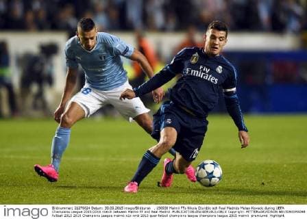 , 150930 Malmö FFs Nikola Djurdjic och Real Madrids Mateo Kovacic during UEFA Champions League 2015 2016 match between Malmö FF and Real Madrid.  Copyright: PETTERxARVIDSON BB150930PA098