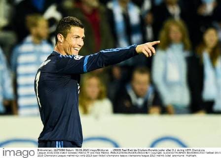 , 150930 Real Madrids Cristiano Ronaldo jublar efter 0-1 during UEFA Champions League 2015 2016 match between Malmö FF and Real Madrid.  Copyright: LUDVIGxTHUNMAN BB150930LT027
