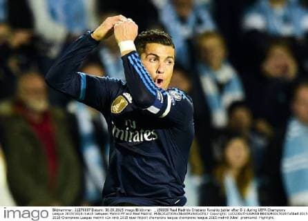, 150930 Real Madrids Cristiano Ronaldo jublar efter 0-1 during UEFA Champions League 2015 2016 match between Malmö FF and Real Madrid.  Copyright: LUDVIGxTHUNMAN BB150930LT028