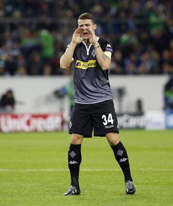 Granit Xhaka (Bor. Mönchengladbach) loudly during the Championsleague between Borussia Moenchengladbach and Manchester City, Borussiapark in Moenchengladbach on September 30., 2015. Borussia Mönchengladbach vs. Manchester City in der Champions League der Saison 2015 2016 am 30. September 2015.