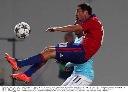 MOSCOW REGION, RUSSIA. SEPTEMBER 30, 2015. CSKA s Alan Dzagoev in action in the 2015 16 Season UEFA Champions League Group B Round 2 football match against PSV Eindhoven at the Arena Khimki Stadium. Sergei Fadeichev TASS  TS00ECA6