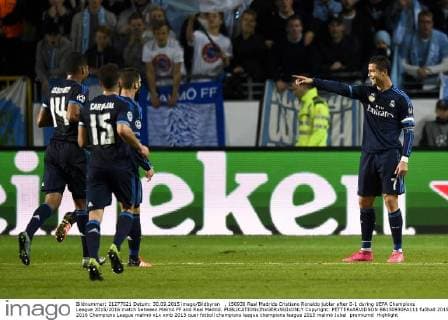 , 150930 Real Madrids Cristiano Ronaldo jublar efter 0-1 during UEFA Champions League 2015 2016 match between Malmö FF and Real Madrid.  Copyright: PETTERxARVIDSON BB150930PA111
