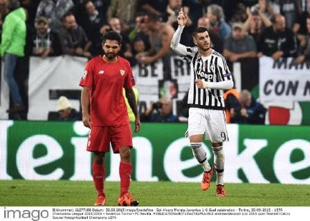 Gol Alvaro Morata Juventus 1-0 Goal celebration - Torino, 30-09-2015 - UEFA Champions League 2015 2016 - Juventus Torino - FC Sevilla. andreaxstaccioli