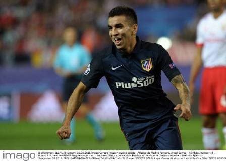 Atletico de Madrid Forward, Angel Correa - CORREA, number 16 . Round 2 of the CHAMPIONS league soccer match between Atletico de Madrid - Benfica at the Vicente Calderon estadium Madrid - Spain by September 30 2015. 