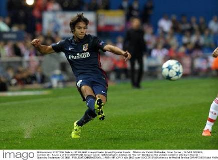 Atletico de Madrid Midfielder, Olver Torres - OLIVER TORRES, number 10 . Round 2 of the CHAMPIONS league soccer match between Atletico de Madrid - Benfica at the Vicente Calderon estadium Madrid - Spain by September 30 2015. 