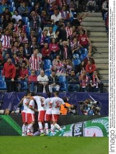 Benfica Midfielder, Andreas Samaris - Andreas Samaris, number 7 . Benfica Defender, Andre Almeida - ANDRE ALMEIDA, number 34. Round 2 of the CHAMPIONS league soccer match between Atletico de Madrid - Benfica at the Vicente Calderon estadium Madrid - Spain by September 30 2015. 