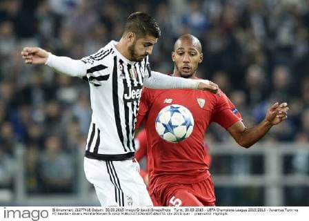 Turin, 30.09.2015 - UEFA Champions League 2015 2016 - Juventus Turin vs FC Sevilla - Alvaro Morata-Steven N zonzi 