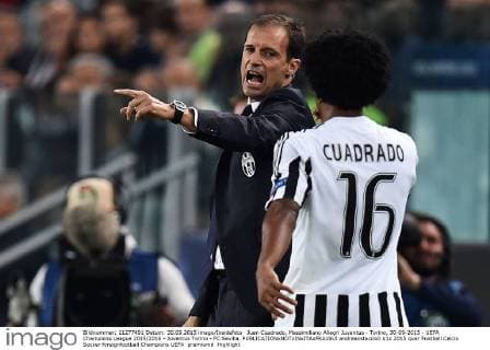 Juan Cuadrado, Massimiliano Allegri Juventus - Torino, 30-09-2015 - UEFA Champions League 2015 2016 - Juventus Torino - FC Sevilla. andreaxstaccioli