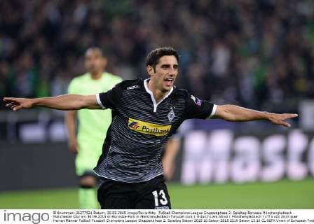 Fußball Champions League Gruppenphase 2. Spieltag Borussia Mönchengladbach - Manchester City am 30.09.2015 im Borussia-Park in Mönchengladbach Torjubel zum 1:0 durch Lars Stindl ( Mönchengladbach ) xTTx