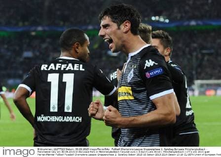 Fußball Champions League Gruppenphase 2. Spieltag Borussia Mönchengladbach - Manchester City am 30.09.2015 im Borussia-Park in Mönchengladbach Torjubel zum 1:0 durch Lars Stindl ( Mönchengladbach ) xTTx