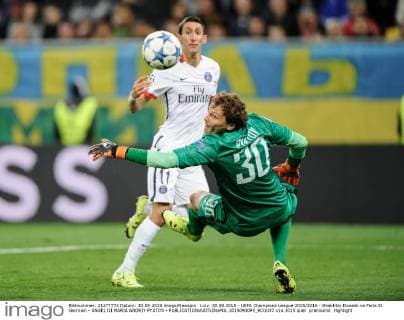 Lviv, 30.09.2015 - UEFA Champions League 2015 2016 - Shakhtar Donezk vs Paris St Germain - ANGEL DI MARIA ANDRIY PYATOV -  20150930PF_RO1037