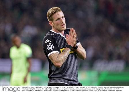 30.09.2015, xovx, Fussball, UEFA Champions League, Borussia Moenchengladbach - Manchester City FC, emspor, Andre Hahn (Borussia Moenchengladbach) enttaeuscht, enttaeuscht schauend, dissapointed, Freisteller.