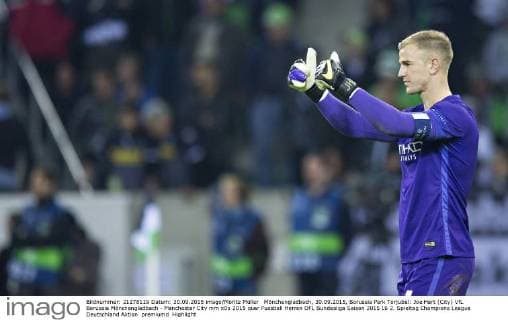 Mönchengladbach, 30.09.2015, Borussia Park Torjubel: Joe Hart (City) VfL Borussia Mönchengladbach - Manchester City mm