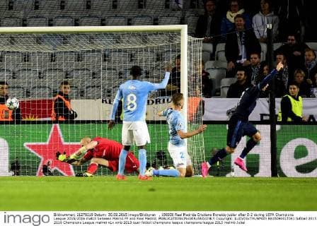 , 150930 Real Madrids Cristiano Ronaldo jublar efter 0-2 during UEFA Champions League 2015 2016 match between Malmö FF and Real Madrid. Copyright: LUDVIGxTHUNMAN BB150930LT041
