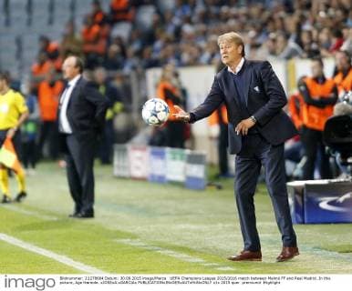 UEFA Champions League 2015 2016 match between Malmö FF and Real Madrid. In this picture, Age Hareide. xJOSExA.xGARCIAx 