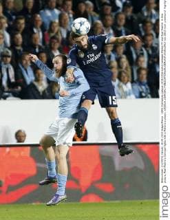 UEFA Champions League 2015 2016 match between Malmö FF and Real Madrid. In this picture, Real Madrid s Carvajal fights with a Malome s player. xJOSExA.xGARCIAx 