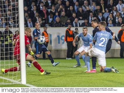 Aktuell Fußball, Champions League, Cristiano Ronaldo erzielt 500. und 501. Treffer seiner Karriere Malma (Malmö)den 2015 09 30 Champions League 2015 16 Malma FF(SWE) vs Real Madrid((Real)) Cristiano Ronaldo (Real) second goal - KP0520002 