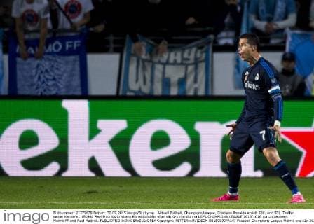 Aktuell Fußball, Champions League, Cristiano Ronaldo erzielt 500. und 501. Treffer seiner Karriere , 150930 Real Madrids Cristiano Ronaldo jublar efter sitt 0-1 mal during UEFA CHAMPIONS LEAGUE 2015 2016 match between Malmö FF and Real Madrid..  Copyright: PETTERxARVIDSON BB150930PA147