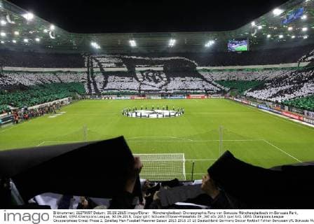 Mönchengladbach Choreographie Fans von Borussia Mönchengladbach im Borussia Park, Fussball, UEFA Champions League, 30.09.2015, Copyright: Schueler Eibner-Pressefoto EP_JSE