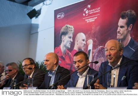 - GENT, BELGIUM: Luc Vandaele, Dirk De Maeseneer, Davis Cup captain Johan Van Herck, Gent alderman Resul Tapmaz and Dirk Van Roy pictured during a press conference PK Pressekonferenz on the Davis Cup final in the World Group, between Belgium and Great Britain, Thursday 01 October 2015, in Gent. The final will be played from 27 to 29 November 2015 in Gent Flanders Expo. JASPERxJACOBS  x04712112x