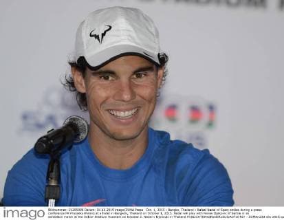 Oct. 1, 2015 - Bangko, Thailand - Rafael Nadal of Spain smiles during a press conference PK Pressekonferenz at a hotel in Bangkok, Thailand on October 1, 2015. Nadal will play with Novak Djokovic of Serbia in an exhibition match at the Indoor Stadium Huamark on October 2. Nadal v Djokovic in Thailand  - ZUMAn230