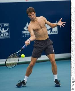 SHENZHEN, CHINA - OCTOBER 01: (CHINA OUT) Tomas Berdych of Czech Republic attends a training session during day four of the 2015 Shenzhen Open ATP Tennis Herren World Tour at Longgang Sports Center on October 1, 2015 in Shenzhen, Guangdong Province of China.  CFP473705021 