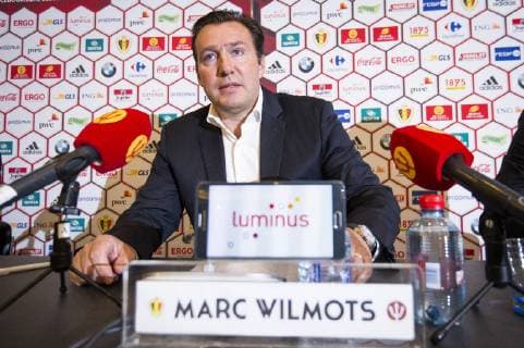- BRUSSELS, BELGIUM: Belgium s head coach Marc Wilmots pictured during a press conference PK Pressekonferenz of Belgian national soccer team Red Devils, Friday 02 October 2015, in Brussels. Head coach Wilmots will announce the selection for the upcoming Euro 2016 qualification games against Andorra and Israel. LAURIExDIEFFEMBACQ  x04712797x
