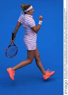 (151003) -- BEIJING, Oct. 3, 2015 -- Timea Bacsinszky of Switzerland celebrates during a China Open tennis tournament match against Camila Giorgi of Italy at the National Tennis Stadium in Beijing Saturday, Oct. 3, 2015. Bacsinszky won 2-1. ) (SP)CHINA-BEIJING-TENNIS WTA Tennis Damen CHINA OPEN (CN) XingxGuangli 