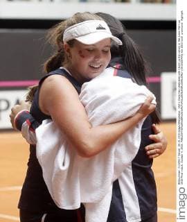 USA s Kayla Day celebrates with Claire Liu the victory in the Junior Fed Cup 2015 Final match. October 4, 2015.  (2015100490)