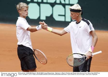 Germany s Marvin Moeller and Nicola Kuhn during Junior Davis Cup 2015 Final match. October 4, 2015.  (20151004210)