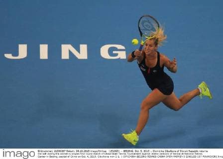(151005) -- BEIJING, Oct. 5, 2015 -- Dominika Cibulkova of Slovak Republic returns the ball during the women s singles first round match of China Open Tennis Tournament against Jelena Jankovic of Serbia at National Tennis Center in Beijing, capital of China on Oct. 4, 2015. Cibulkova won 2-1. ) (SP)CHINA-BEIJING-TENNIS-CHINA OPEN-WOMEN S SINGLES-1ST ROUND(CN) XingxGuangli 