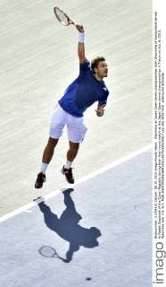 Wawrinka at Japan Open tennis championships Stan Wawrinka of Switzerland serves to Radek Stepanek of the Czech Republic during their first-round match at the Japan Open tennis championships in Tokyo on Oct. 6, 2015. Wawrinka won 7-5, 6-3. 