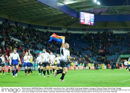 06.10.2015. King Power Stadium, Leicester, England. Rugby World Cup. Canada versus Romania. Romania do a lap of honour. xTimxWilliamsx  ActionPlus11669710