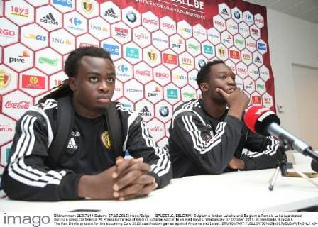 - BRUSSELS, BELGIUM: Belgium s Jordan Lukaku and Belgium s Romelu Lukaku pictured during a press conference PK Pressekonferenz of Belgian national soccer team Red Devils, Wednesday 07 October 2015, in Neerpede, Brussels. The Red Devils prepare for the upcoming Euro 2016 qualification games against Andorra and Israel. BRUNOxFAHY  x04716168x