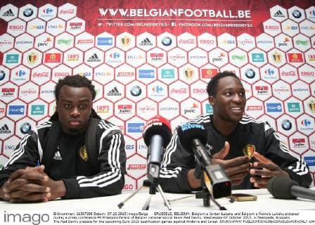 - BRUSSELS, BELGIUM: Belgium s Jordan Lukaku and Belgium s Romelu Lukaku pictured during a press conference PK Pressekonferenz of Belgian national soccer team Red Devils, Wednesday 07 October 2015, in Neerpede, Brussels. The Red Devils prepare for the upcoming Euro 2016 qualification games against Andorra and Israel. BRUNOxFAHY  x04716166x