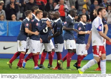 ANTOINE GRIEZMANN - LASSANA DIARRA - MATHIEU VALBUENA - MAMADOU SAKHO - Fussball, Nationalmannschaft Länderspiel, Testspiel Frankreich vs. Armenien - 08 10 2015 FEP Panoramic 