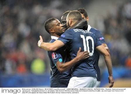 KARIM BENZEMA - MAMADOU SAKHO - PATRICE EVRA - Fussball, Nationalmannschaft Länderspiel, Testspiel Frankreich vs. Armenien - 08 10 2015 FEP Panoramic 