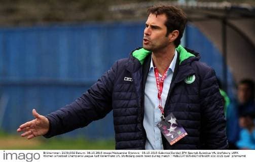08.10.2015 Subotica(Serbia) ZFK Spartak Subotica-VfL Wolfsburg UEFA Women s Football Champions League Ralf Kellermann VfL Wolfsburg coach react during match : 