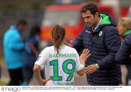 08.10.2015 Subotica(Serbia) ZFK Spartak Subotica-VfL Wolfsburg UEFA Women s Football Champions League Ralf Kellermann(r) VfL Wolfsburg coach : 